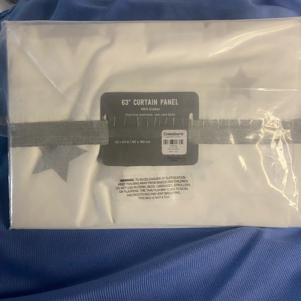 Crate & Barrel 63 inch curtain panel Silverstar design. Crate and kids. NWT.